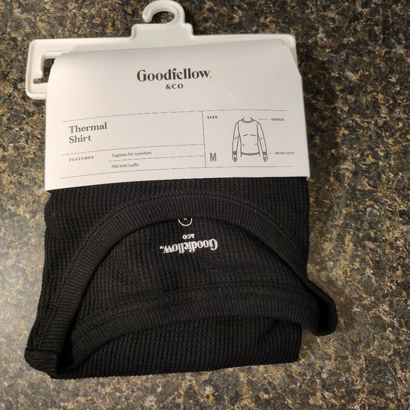 NIP - Men's Textured Thermal Black Shirt - Various Sizes - Goodfellow & Co. - Picture 4 of 5